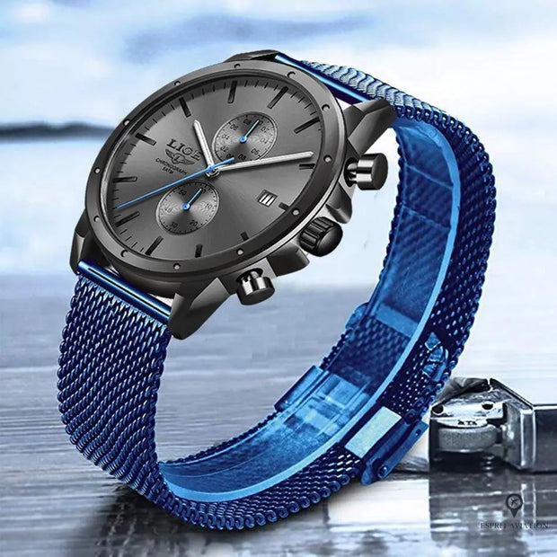 Montre Aviateur Quartz Acier Bleue | Esprit-Aviation