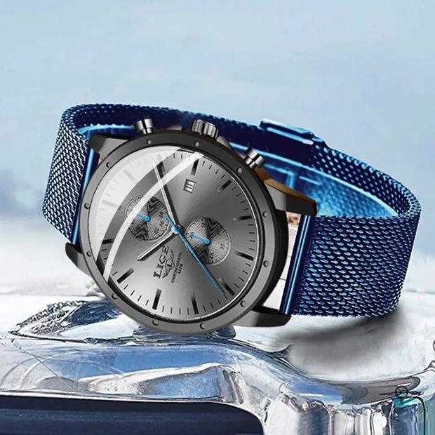 Montre Aviateur Quartz Acier Bleue | Esprit-Aviation