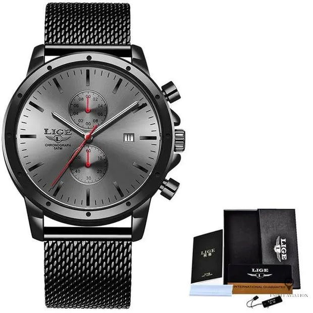 Montre Aviateur Quartz Acier Grise | Esprit-Aviation