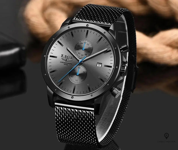 Montre Aviateur Quartz Acier Noir | Esprit-Aviation