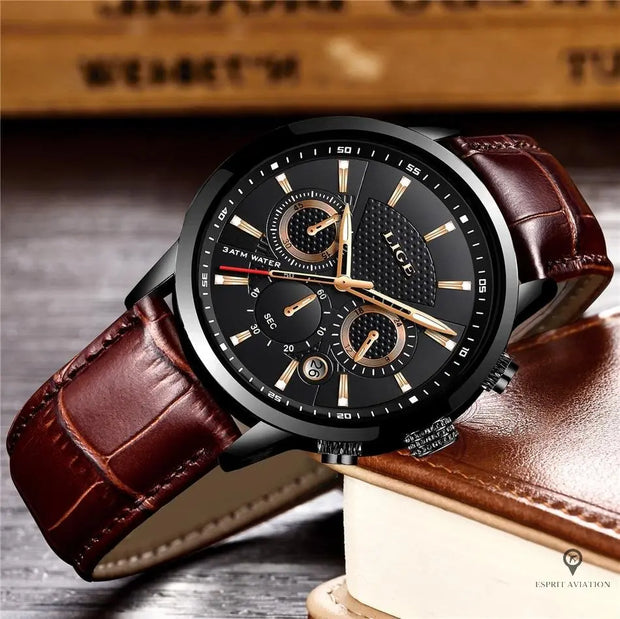 Montre Aviateur Quartz Noire | Esprit-Aviation