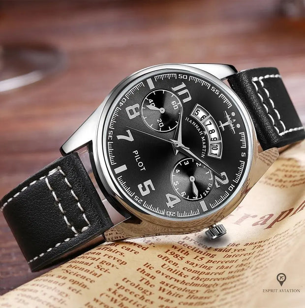Montre Aviator Quartz Noire | Esprit-Aviation