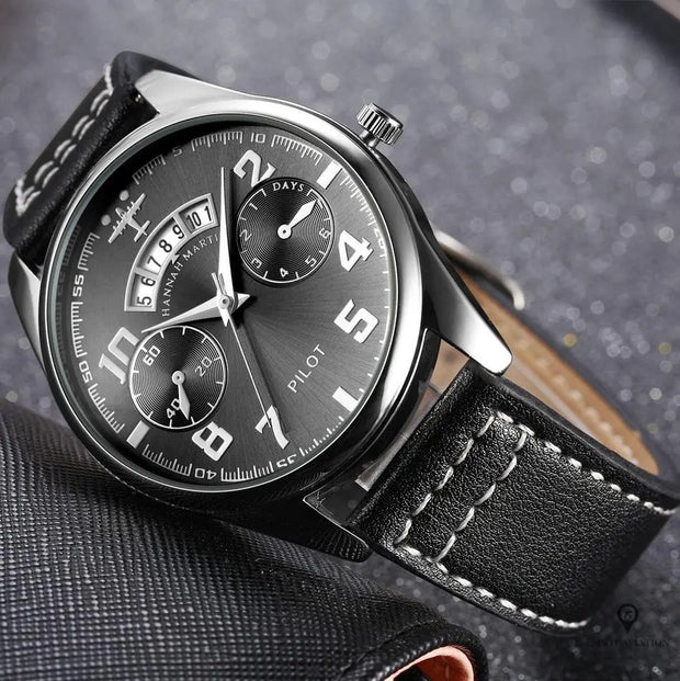 Montre Aviator Quartz Noire | Esprit-Aviation