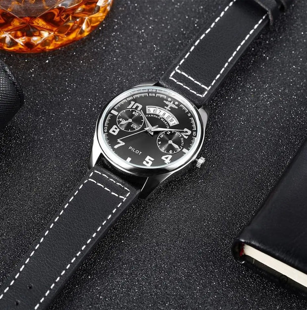 Montre Aviator Quartz Noire | Esprit-Aviation