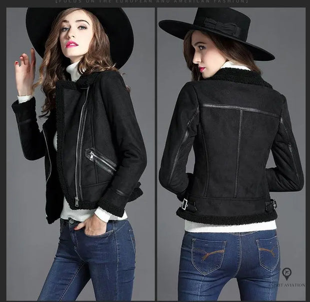 Veste Aviateur Femme Biker Noir | Esprit-Aviation