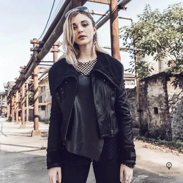 Veste Aviateur Femme Cuir Daim Noir | Esprit-Aviation
