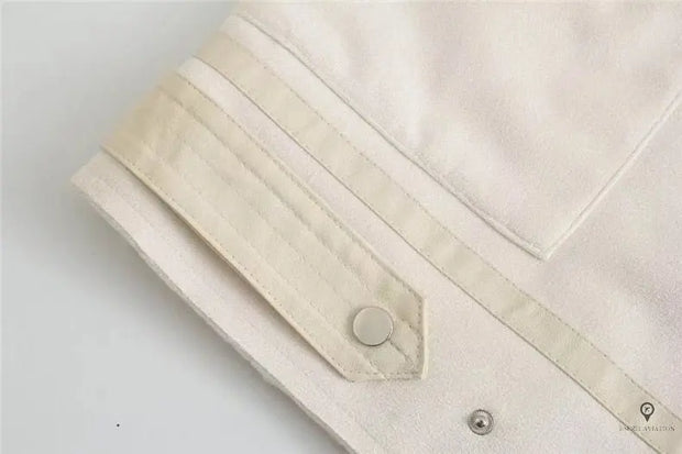 Veste Aviateur Femme Simili Cuir Beige et Blanche | Esprit-Aviation