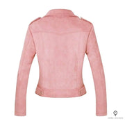 Veste aviateur perfecto en cuir daim rose | Esprit-Aviation