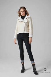 veste aviateur femme fausse fourrure blanche | Esprit-Aviation