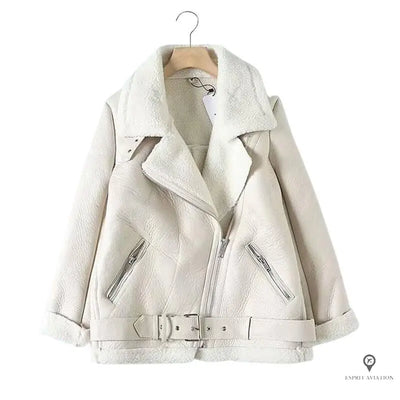 veste fourrée blanche aviateur femme | Esprit-Aviation