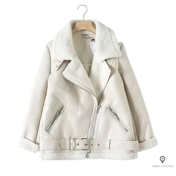 veste fourrée blanche aviateur femme | Esprit-Aviation