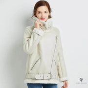 veste fourrée blanche aviateur femme | Esprit-Aviation