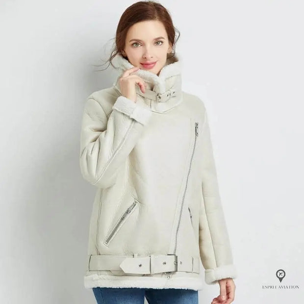 veste fourrée blanche aviateur femme | Esprit-Aviation