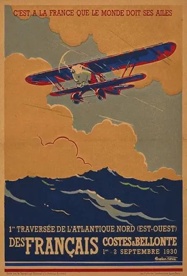 Affiche Vintage Costes & Bellonte | Esprit-Aviation