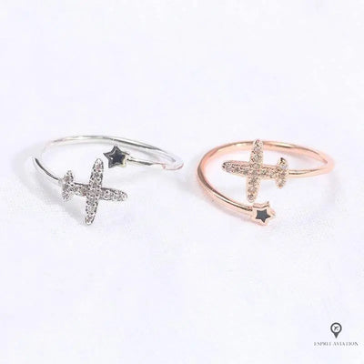 Bague Avion et étoile femme argent Esprit-Aviation