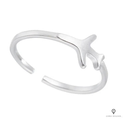 Bague Avion ouverte argentée Esprit-Aviation