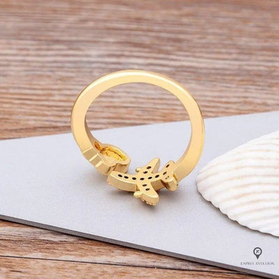Bague Avion ouverte en zircon Esprit-Aviation