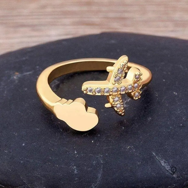 Bague Avion ouverte en zircon Esprit-Aviation