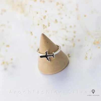 Bague avion femme argentée Esprit-Aviation