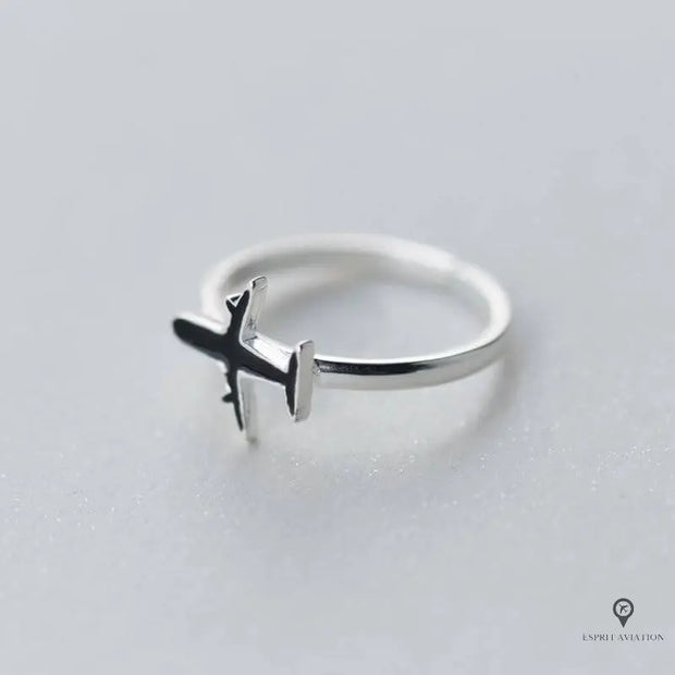 Bague avion femme argentée Esprit-Aviation