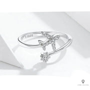 Bague avion ouverte avec étoile argent Esprit-Aviation