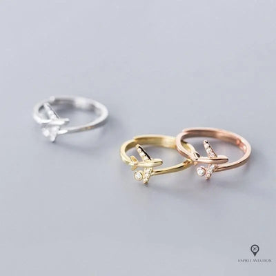 Bague avion ouverte en or Esprit-Aviation