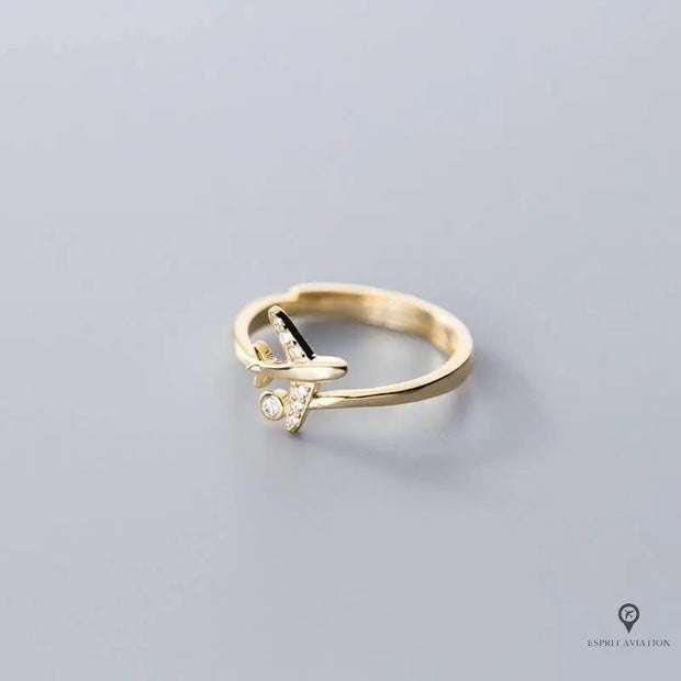 Bague avion ouverte en or Esprit-Aviation