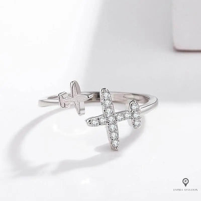 Bague double avion ouverte femmes Esprit-Aviation