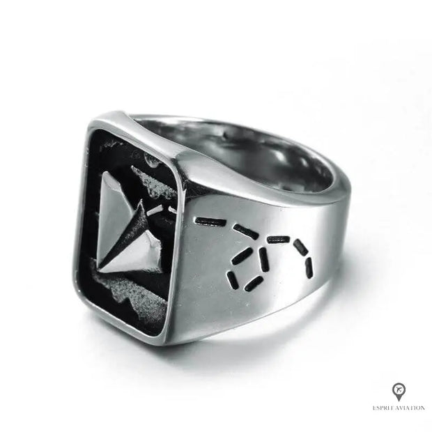 Bague type chevalière motif avion Esprit-Aviation