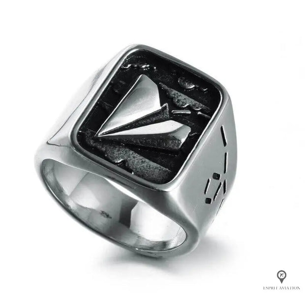 Bague type chevalière motif avion Esprit-Aviation