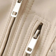 Blouson Aviateur Femme Simili Cuir Beige | Esprit-Aviation