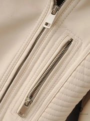 Blouson Aviateur Femme Simili Cuir Beige | Esprit-Aviation