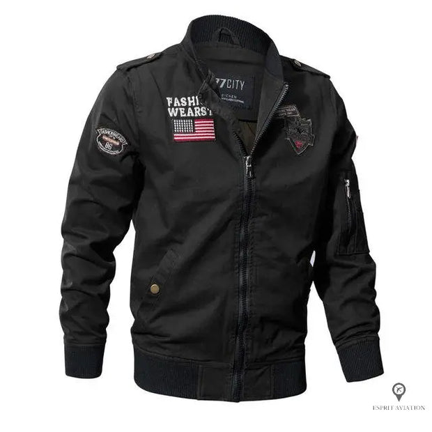 Blouson Aviateur Homme<br/> Avec Drapeau Americain Esprit-Aviation