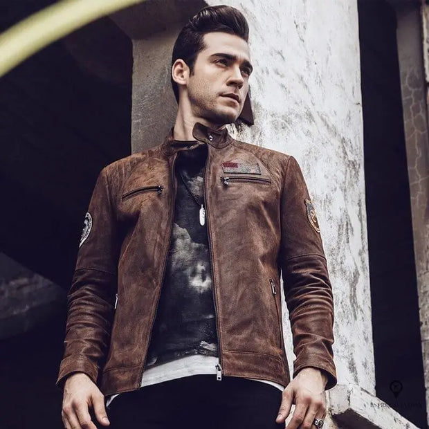Blouson Aviateur Homme<br/> Cuir Grainé Esprit-Aviation