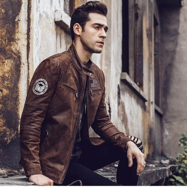 Blouson Aviateur Homme<br/> Cuir Grainé Esprit-Aviation