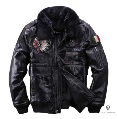 Blouson Aviateur Homme<br/> Cuir Italien Esprit-Aviation