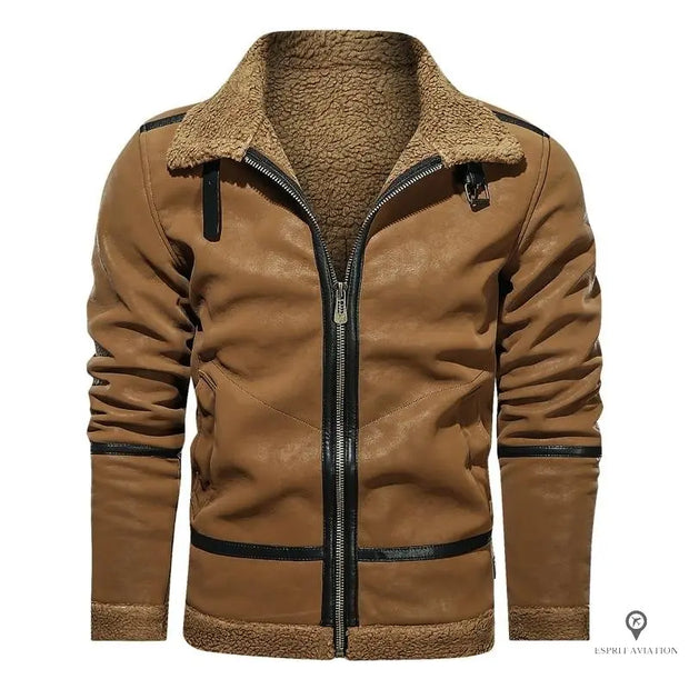 Blouson Aviateur Homme<br/> Cuir Marron Vintage Esprit-Aviation