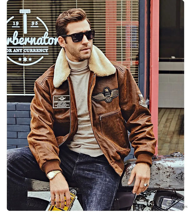 Blouson Aviateur Homme<br/> Marron Esprit-Aviation