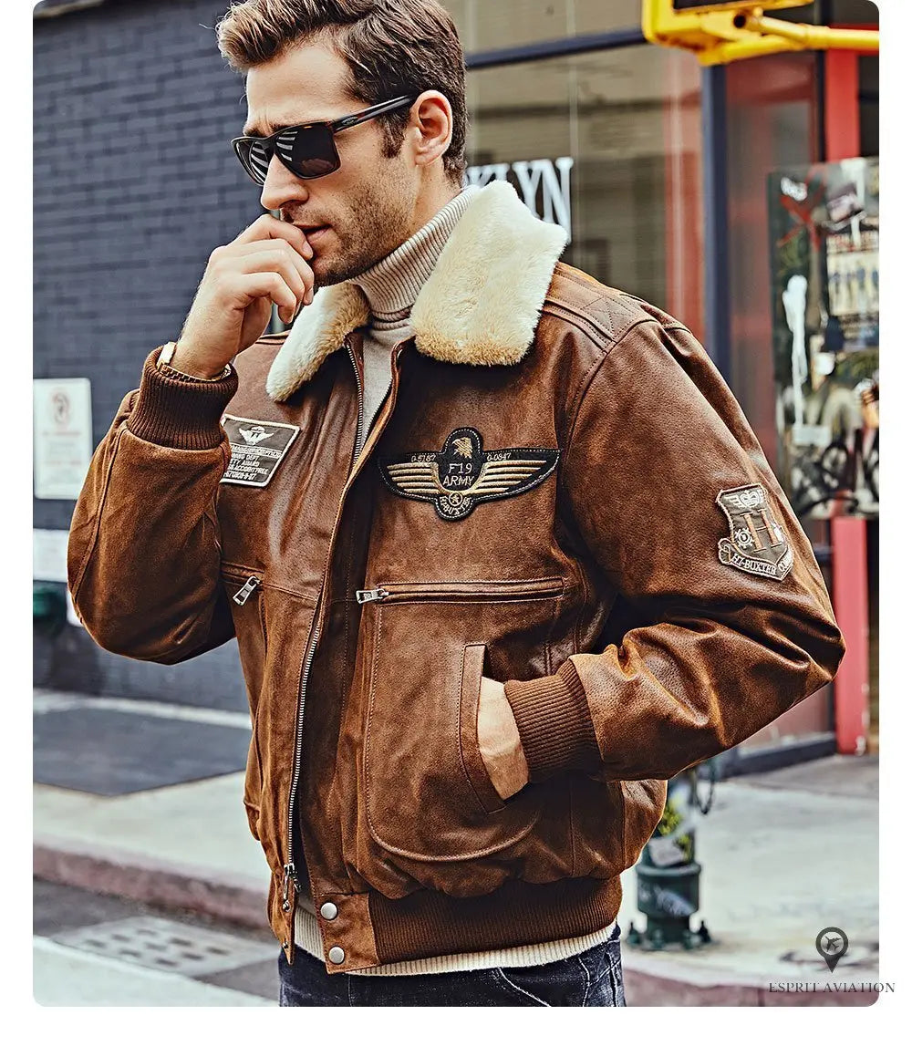 Veste aviateur marron homme deals