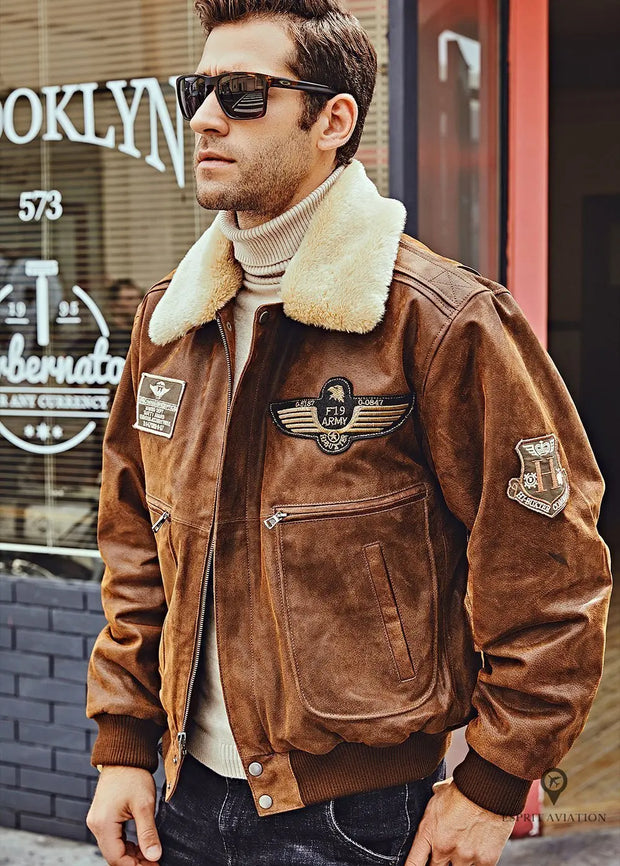 Blouson Aviateur Homme<br/> Marron Esprit-Aviation