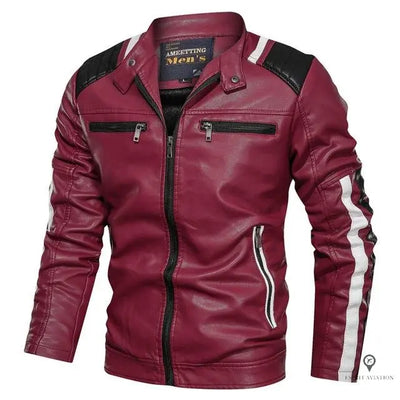 Blouson Aviateur Homme<br/> Moto Rouge Esprit-Aviation