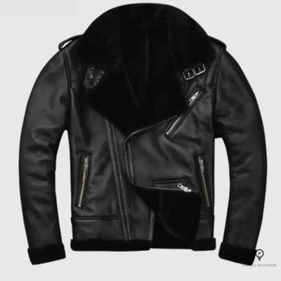 Blouson Aviateur Homme<br/> Peau De Mouton Noir Esprit-Aviation