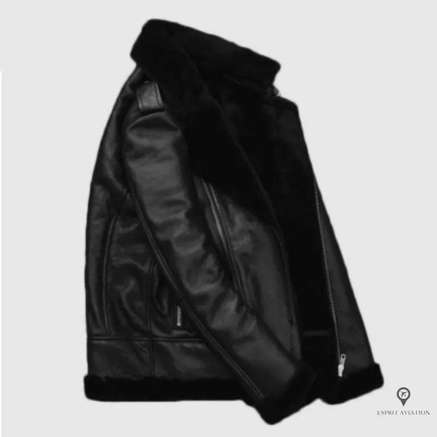 Blouson Aviateur Homme<br/> Peau De Mouton Noir Esprit-Aviation