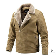 Blouson Aviateur Homme<br/> Simili Cuir Beige Esprit-Aviation