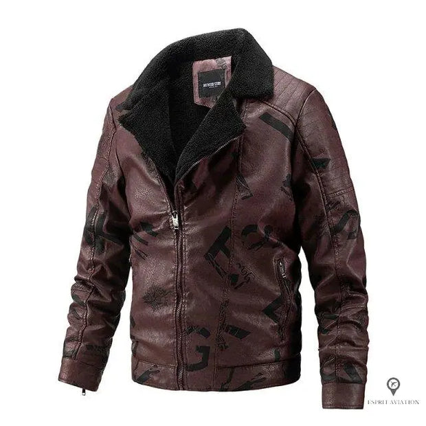 Blouson Aviateur Homme<br/> Simili Cuir et Fausse Fourrure Esprit-Aviation