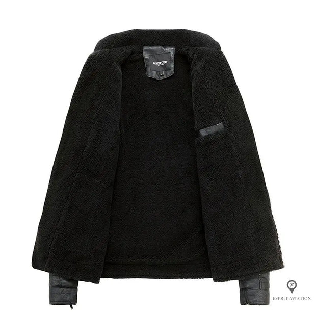 Blouson Aviateur Homme<br/> Simili Cuir et Fausse Fourrure Esprit-Aviation