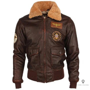 Blouson Aviateur Homme<br/> en Cuir de Vachette Marron Esprit-Aviation