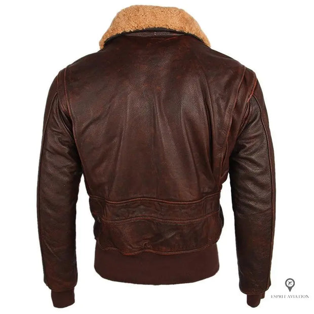 Blouson Aviateur Homme<br/> en Cuir de Vachette Marron Esprit-Aviation