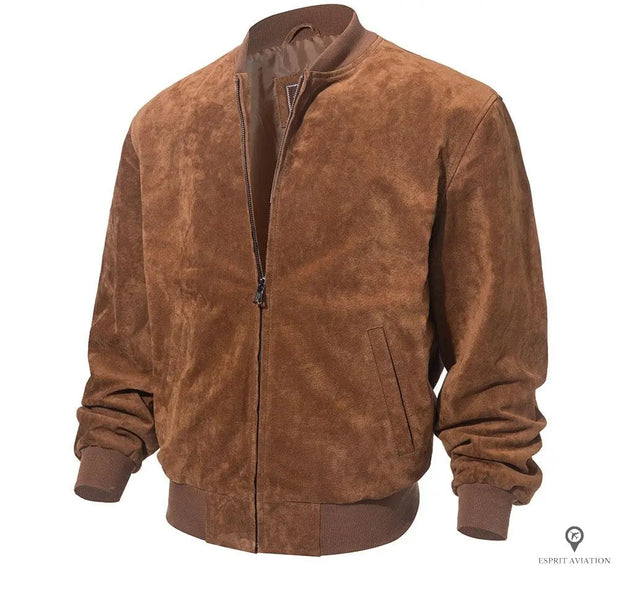 Blouson Aviateur Homme<br/> en Cuir de croute de Porc (Marron) Esprit-Aviation