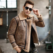 Blouson Bombardier Homme<br/> Cuir Marron Esprit-Aviation
